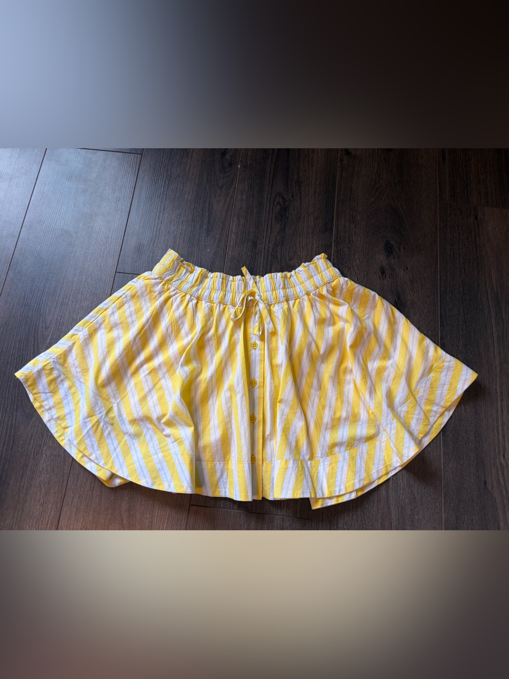 aerie Yellow and White Striped Button-Front Skort